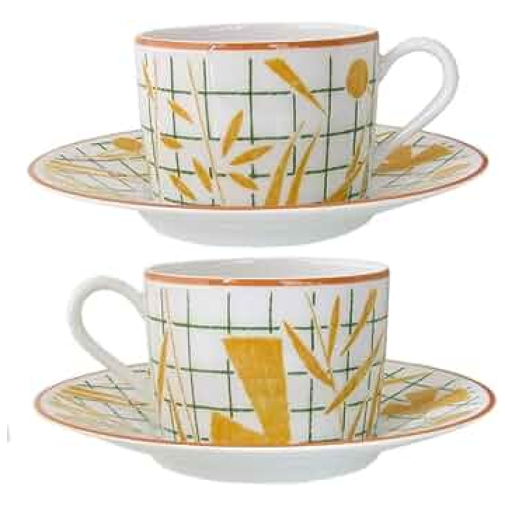 Yellow Tea Cup & Saucer Set Of 2 Pcs A Walk In The Garden Hermes