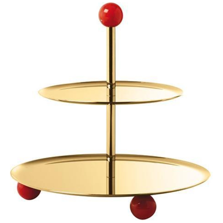 Pastry Stand 2 Tiers H 22cm Penelope Pvd Gold Base Coral Resin