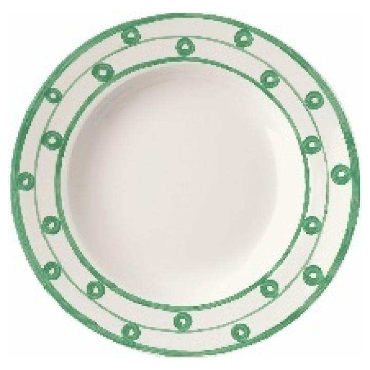 Soup Plate 26 Cm Sernity Green On White - Seto F 6 Pcs