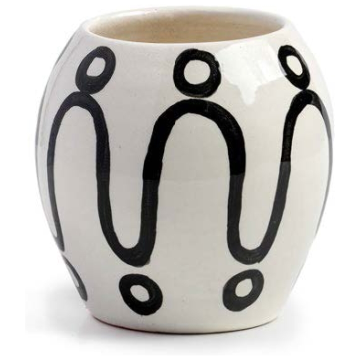 Cycladic Vase -white/black  Large Size