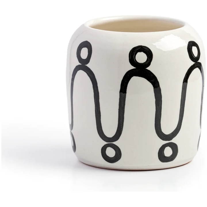 Cycladic Vase -white/black  Medium Size