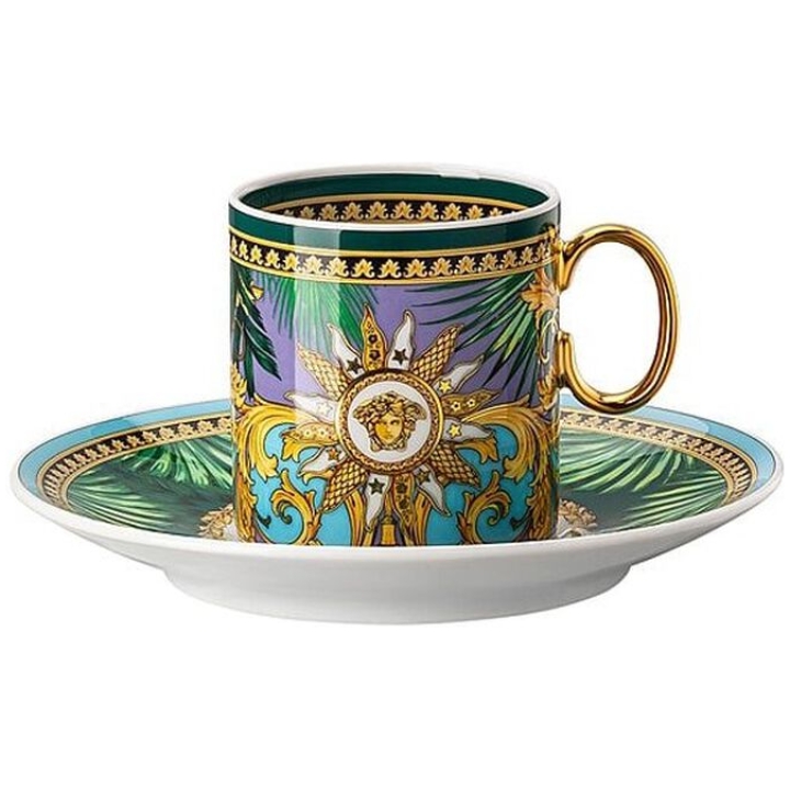 Espresso Cup Saucer Jungle Animalier Green  - 1 Pc