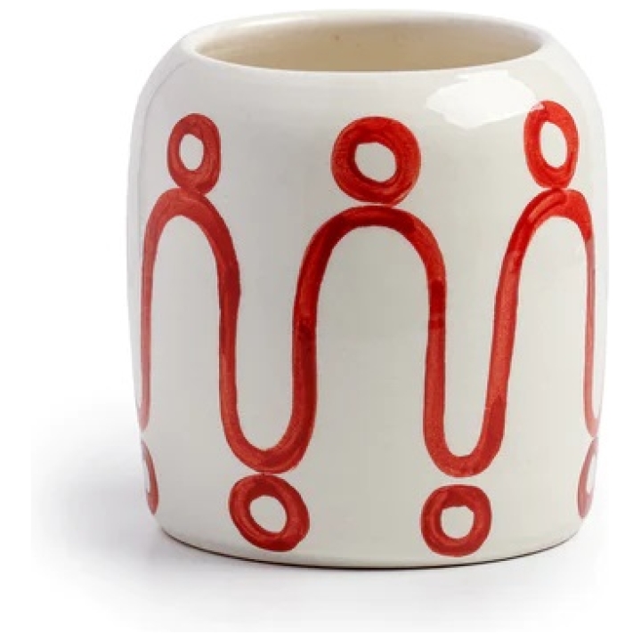 Cyccycladic Vase -white/red  Medium Size