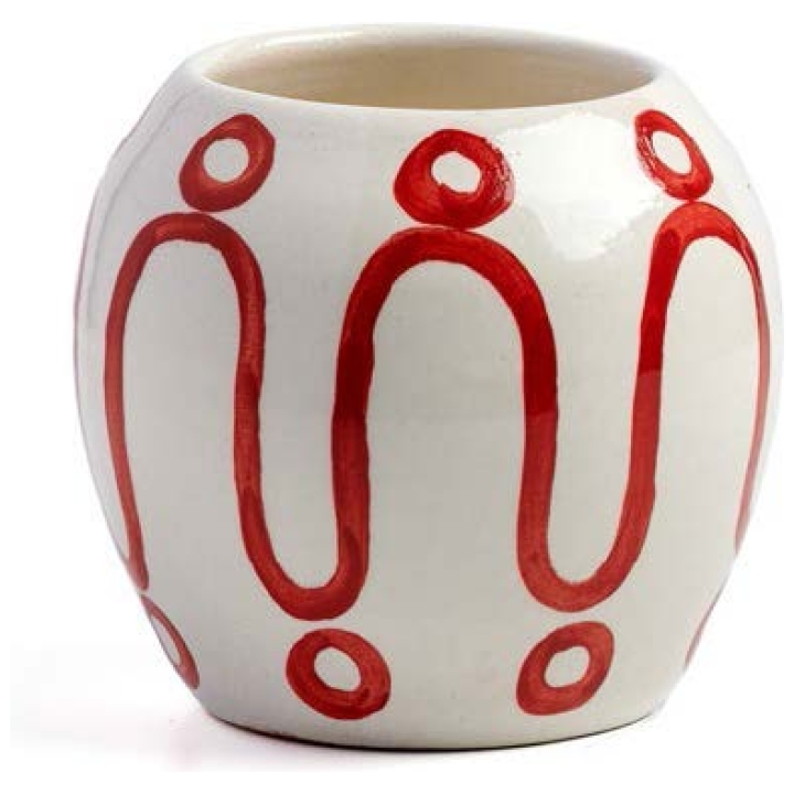 Cycladic Vase -red On White  Large Size