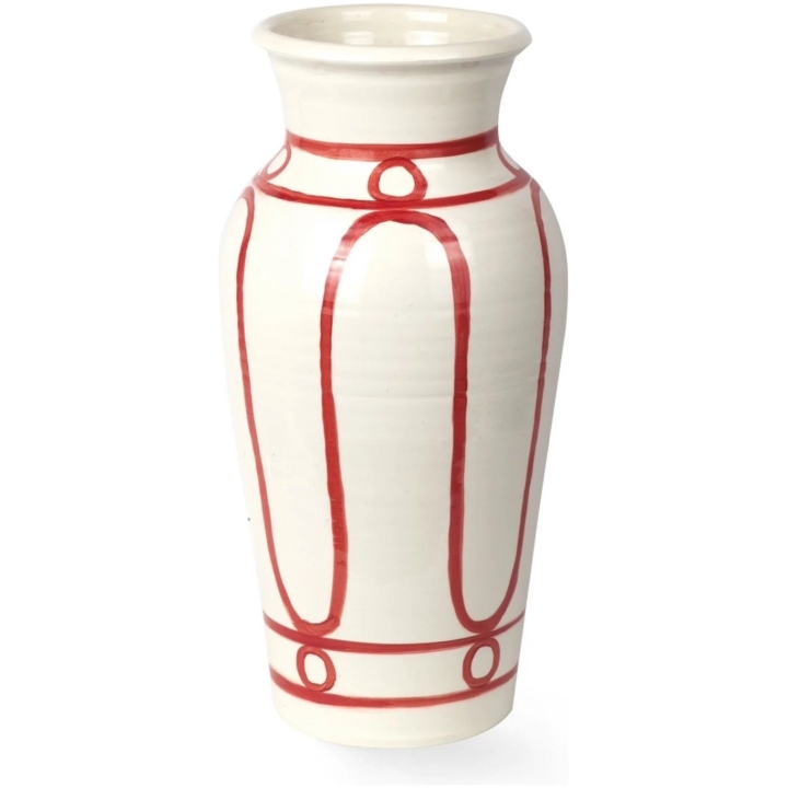 The Serenity Pottery Vase    - Red On White