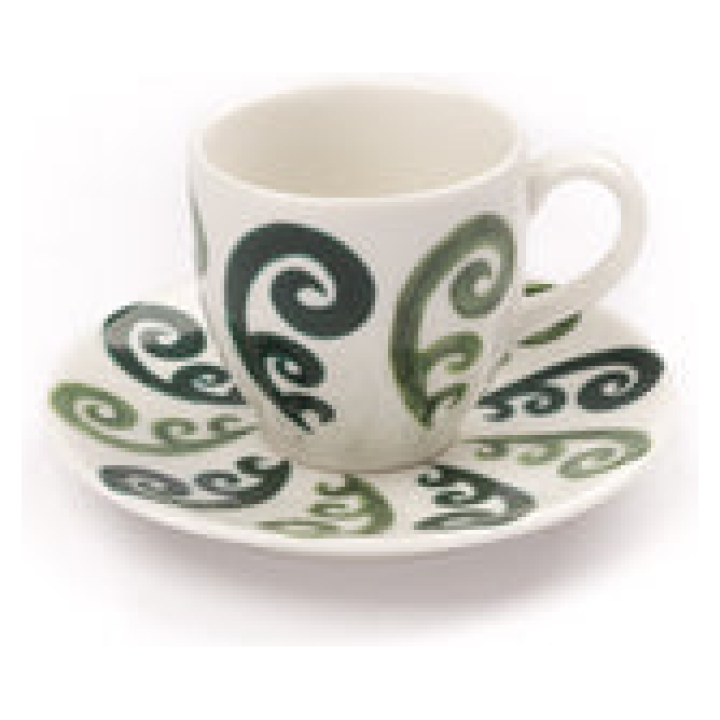 The Athenee Peacock Espresso Cup 9cl With S Green - Set Of 2 Pc