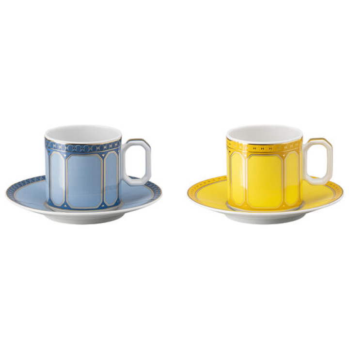 Set Of 2 Espresso Cup + Saucer Azure + Jonquil