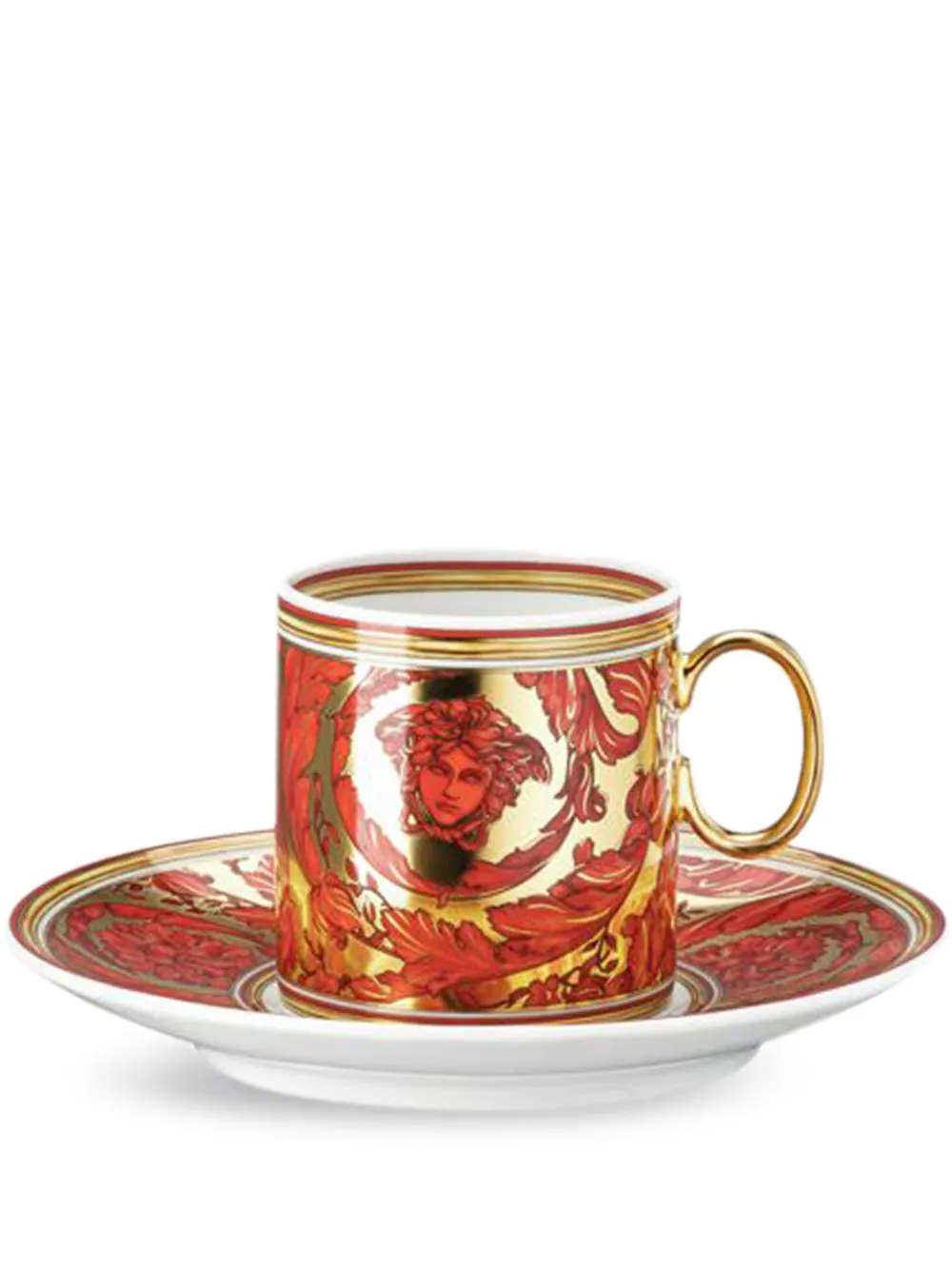 Espresso Cup Saucer Medusa Garland Red - 1 Pc