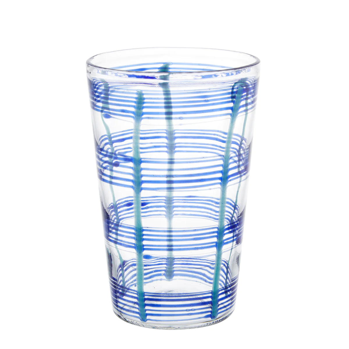 Large Tumbler Blue/aqua Stripe - Set Of 6 Pcs