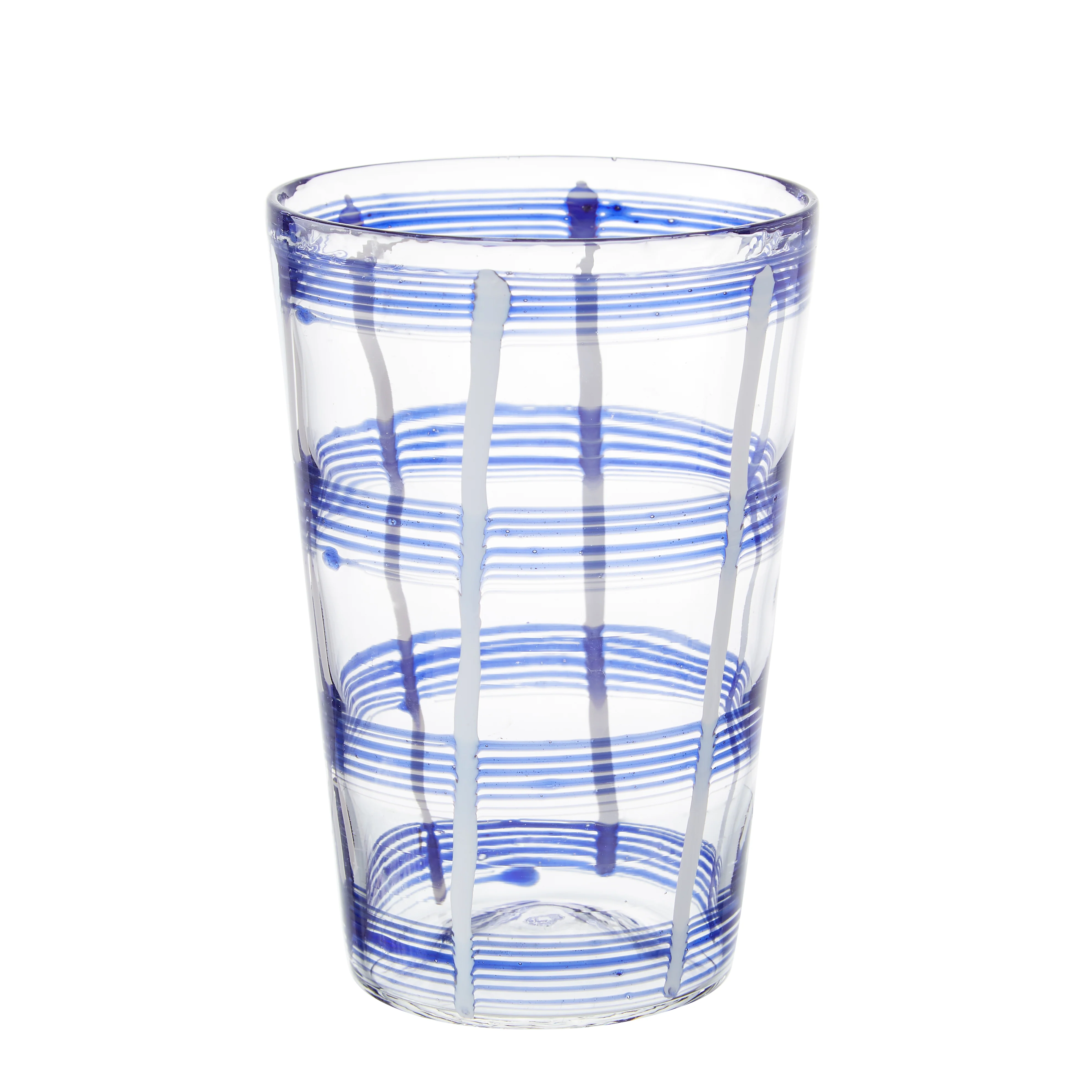 Large Tumbler White/blue Stripe - Set Of 6 Pcs