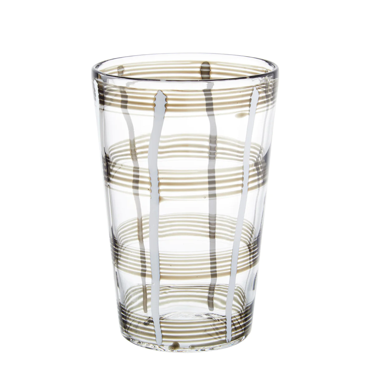 Large Tumbler Bone White Stripe - Set Of 6 Pcs