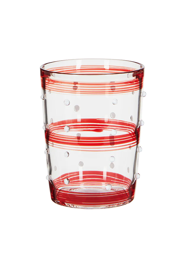 Small Tumbler Red/white Stripe+dot - Set Of 6 Pcs