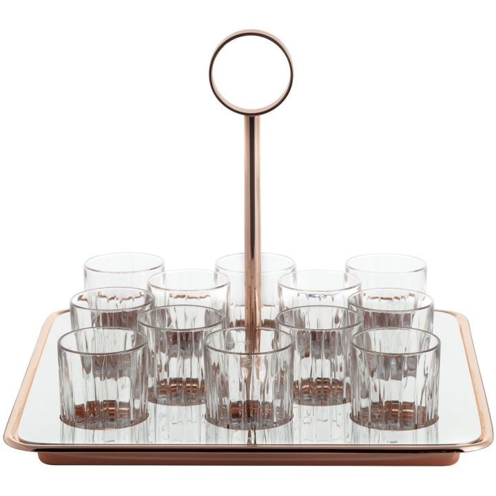 Set Of 12 Glasses -  Silver & Copper - 27×27 Cm H 23 Cm