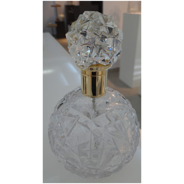 Clear Large Luna Perfume Bottle With Clear Stopped & Gold Metal