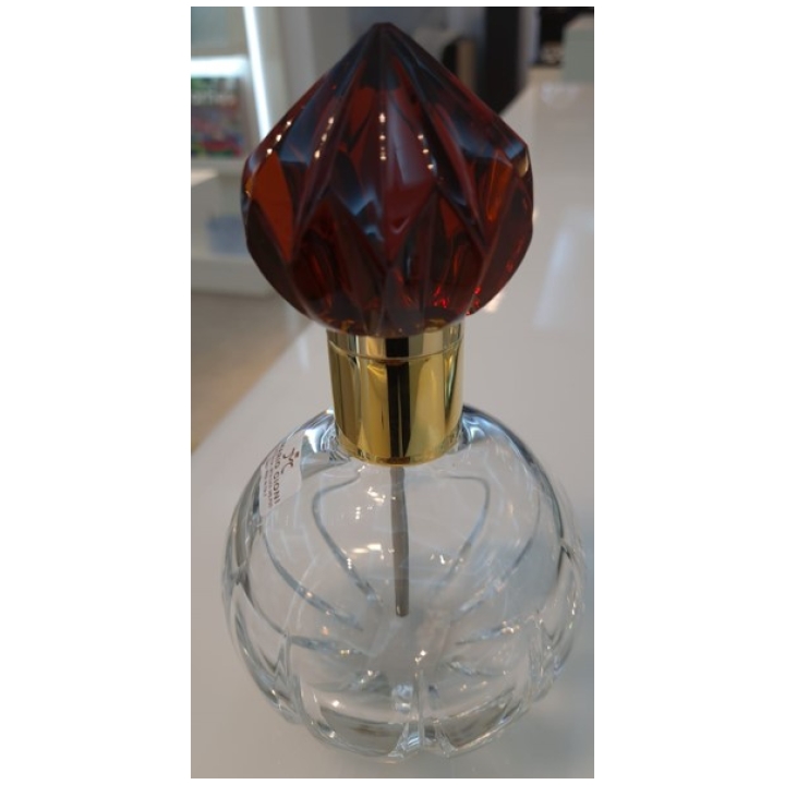 Luna Perfume Bottle W/stopper Dark Amber & Gold Metal