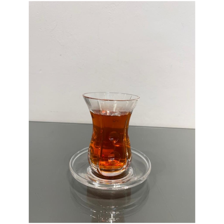 Armudu Tea Glass With Saucer - Set Of 6 Pcs