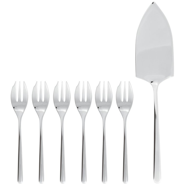 Cake Set 6 Forks And Server Linear S/steel