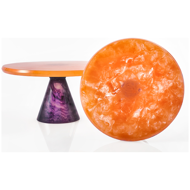 Cake Stand Small Orange Violet 11"Diameter  X 6.5" In Height