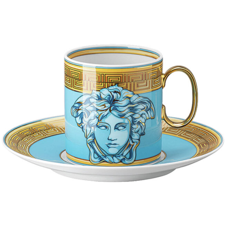 Cup Saucer Tall Medusa Amplified Blue Coin