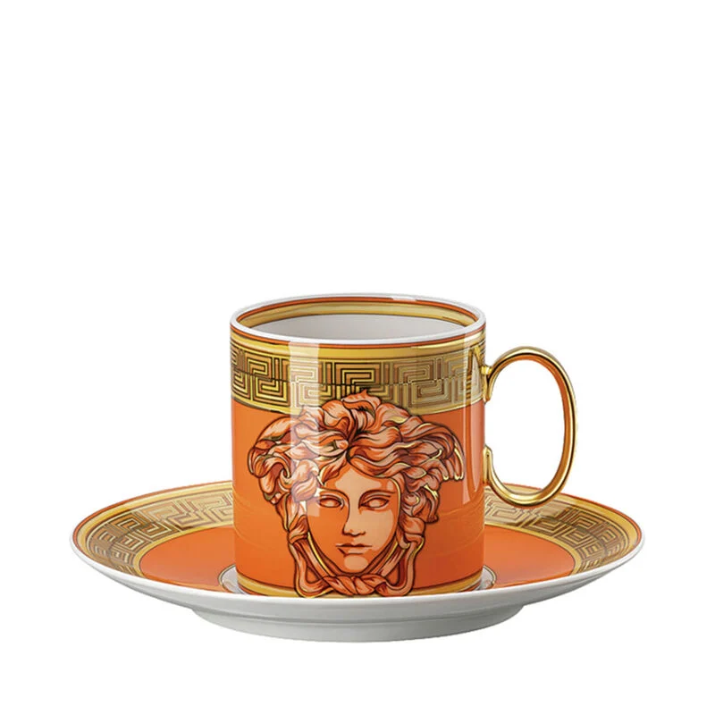 Cup Saucer Tall Medusa Amplified Orange Coin