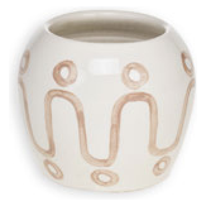 Cycladic Vase Beige On White Mall Widest Diameter 11.5 Cm, Height 11 Cm