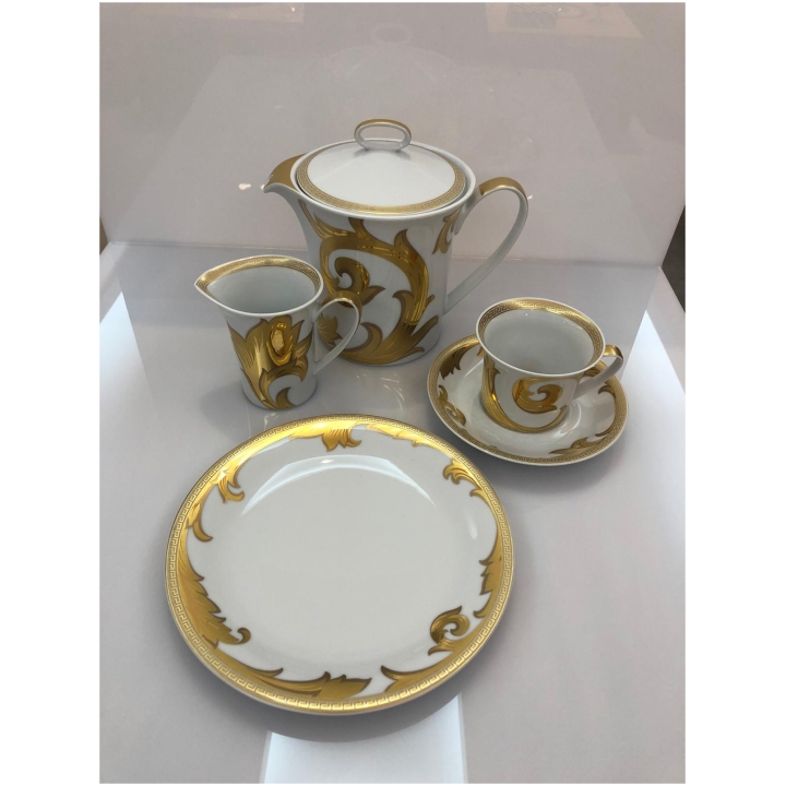 Teapot, Creamer, Dessert Plate Set Of 6 Pcs, Tea Cup Set Of 3 Pcs.