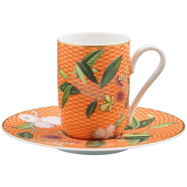 Espresso Cup & Saucer Tresor Fleuri Orange Poomme D Eau