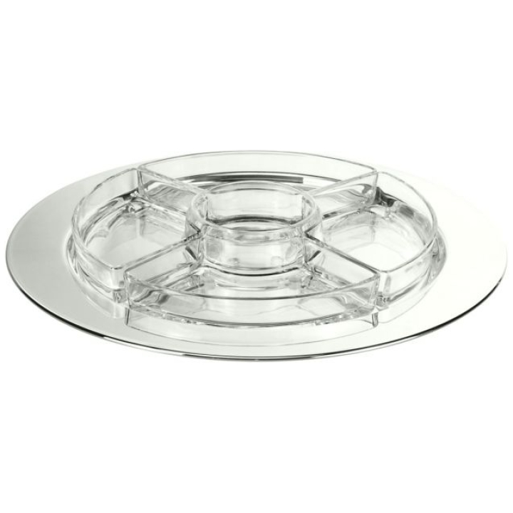 Essentia Round Hors D Oeuvre Server 5 Crystal Section 35 Cm Schiavon