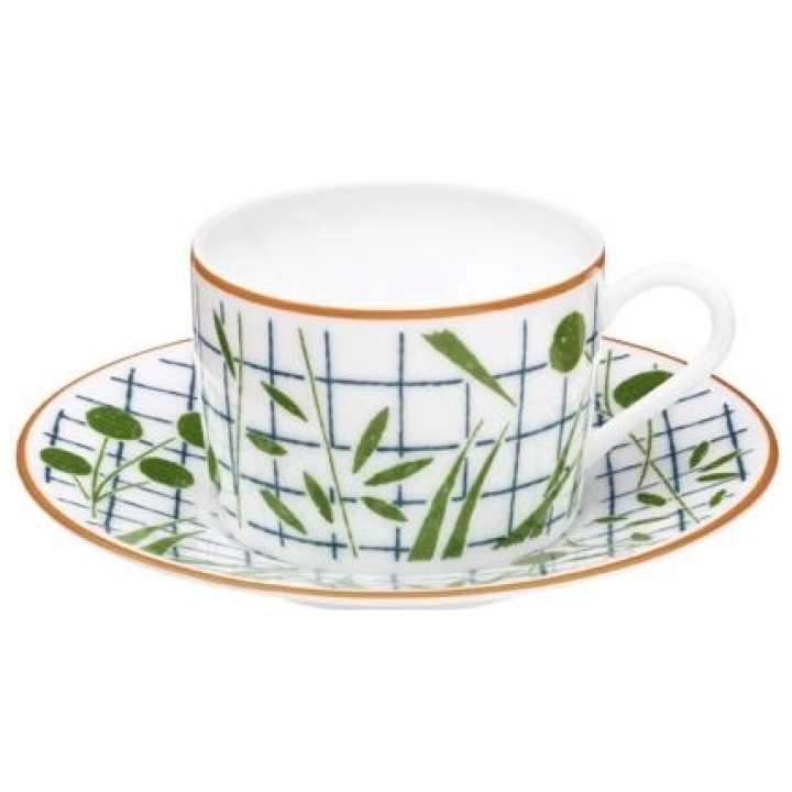 Green Tea Cup & Saucer Set Of 2 Pcs A Walk In The Garden Hermes