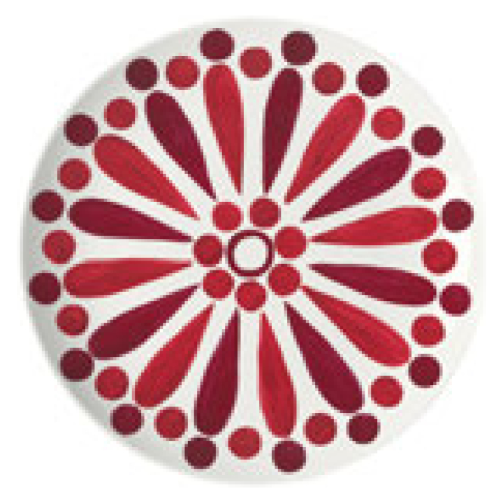 Helios Salad Plate 24 Cm Deep Red On White ( Set Of 6 Pcs)