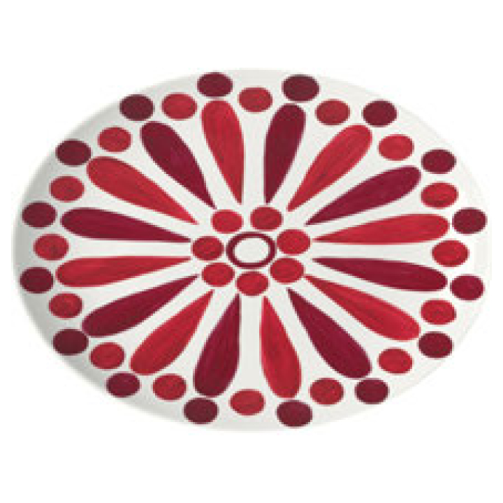 Helios Serving Platter 36 Cm Deep Red On White