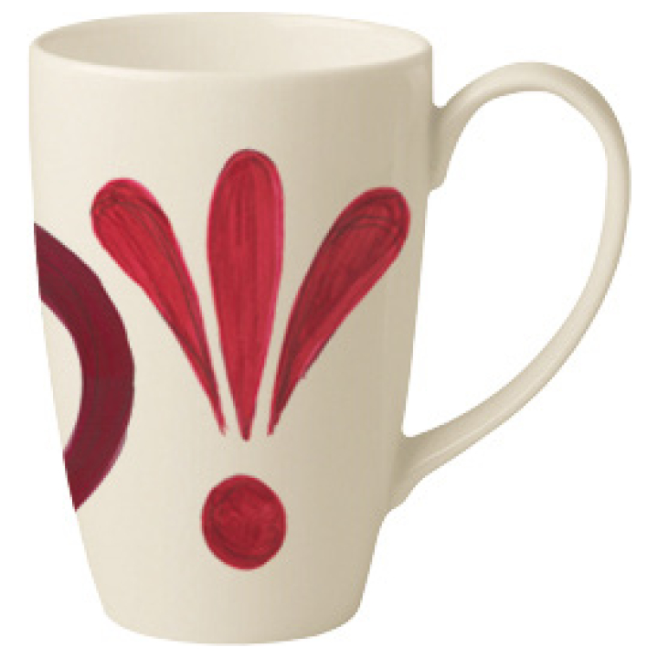 Kallos Mug With Handle 45 Cl - Deep Red On White