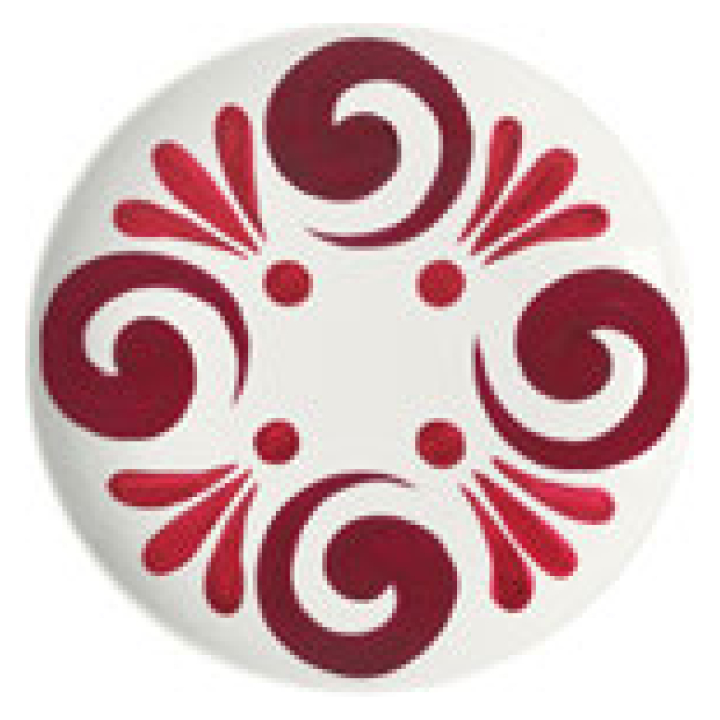 Kallos Salad Plate 24 Cm Deep Red On White (Set Of 6 Pcs)