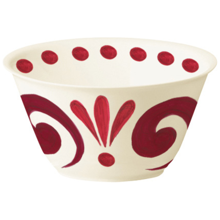 Kallos Sald Bowl 25 Cm Deep Red On White