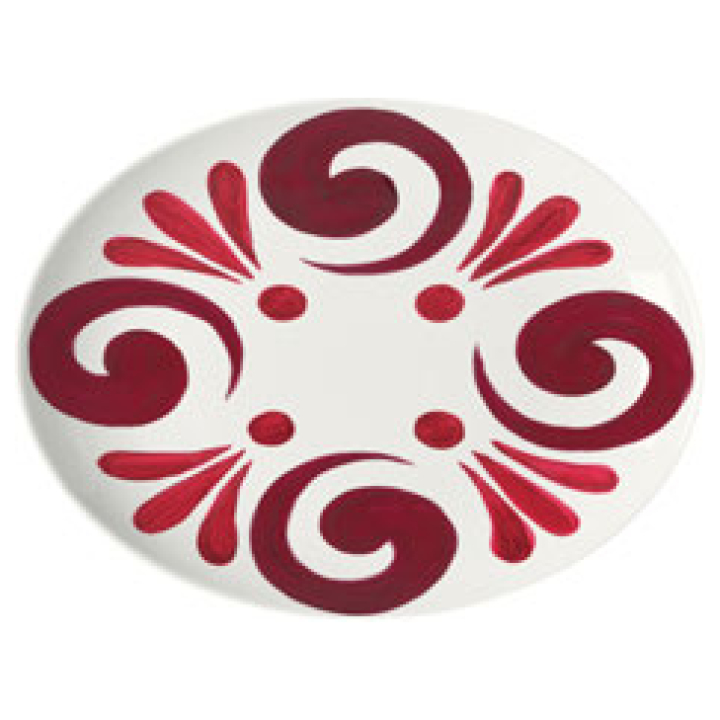 Kallos Serving Platter 36 Cm Deep Red On White