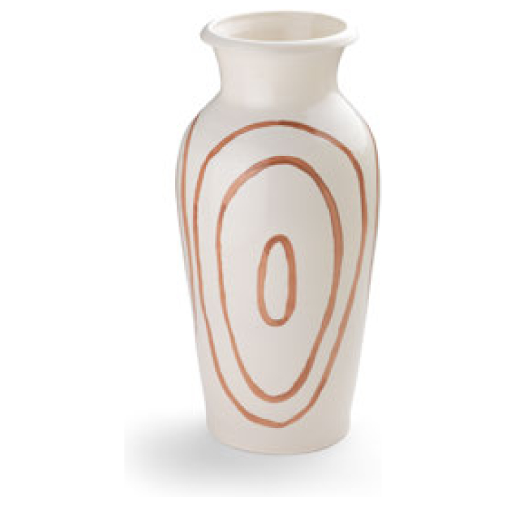 Kyklos Pottery Vase Brown On White Widest Diameter 25 Cm, Height 50 Cm