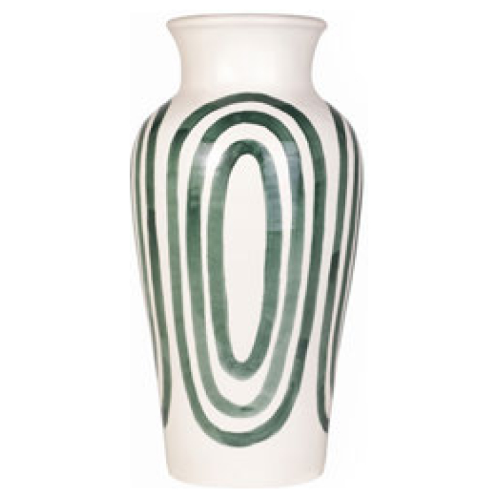 Kyklos Pottery Vase Green On White Widest Diameter 25 Cm, Height 50 Cm