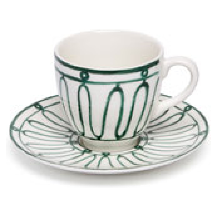 Kyma Espresso Cup With Saucer 9 Cl Green On White ( Set Of 6pc)