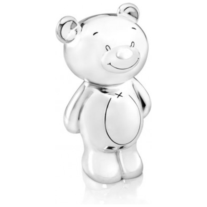 Money Bank Bear Twinkle Silver Plated Lacquered