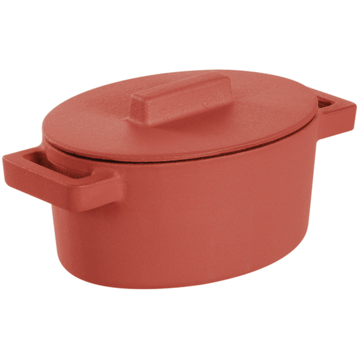 Oval Casserole With Lid 13 X 10 Cm Terra Cotto Cast Iron Paprika