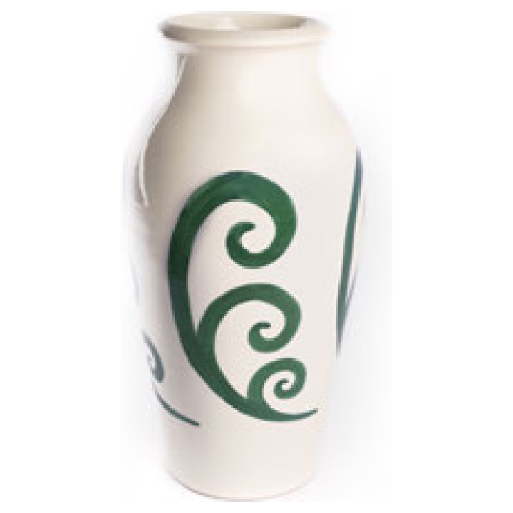 Peacock Pottery Vase Green On White Widest Diameter 25 Cm, Height 50 Cm