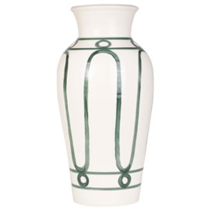 Serenity Pottery Vase Green On White Widest Diameter 25 Cm, Height 50 Cm