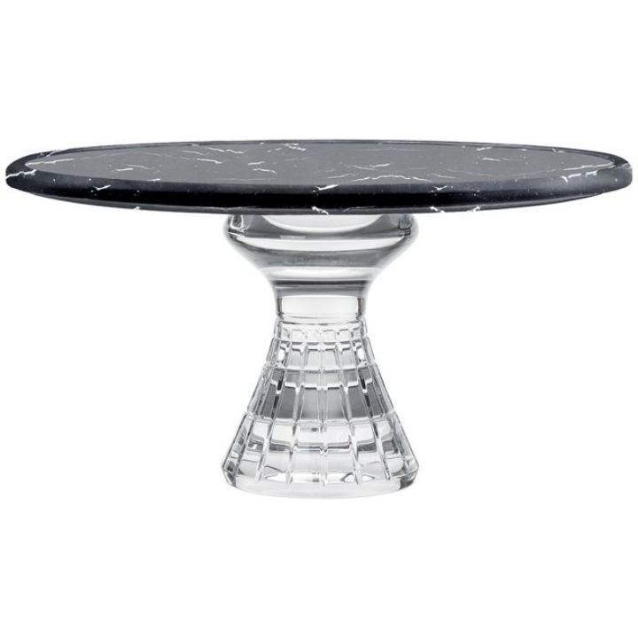 Quadrille Black Marble Footed Tray