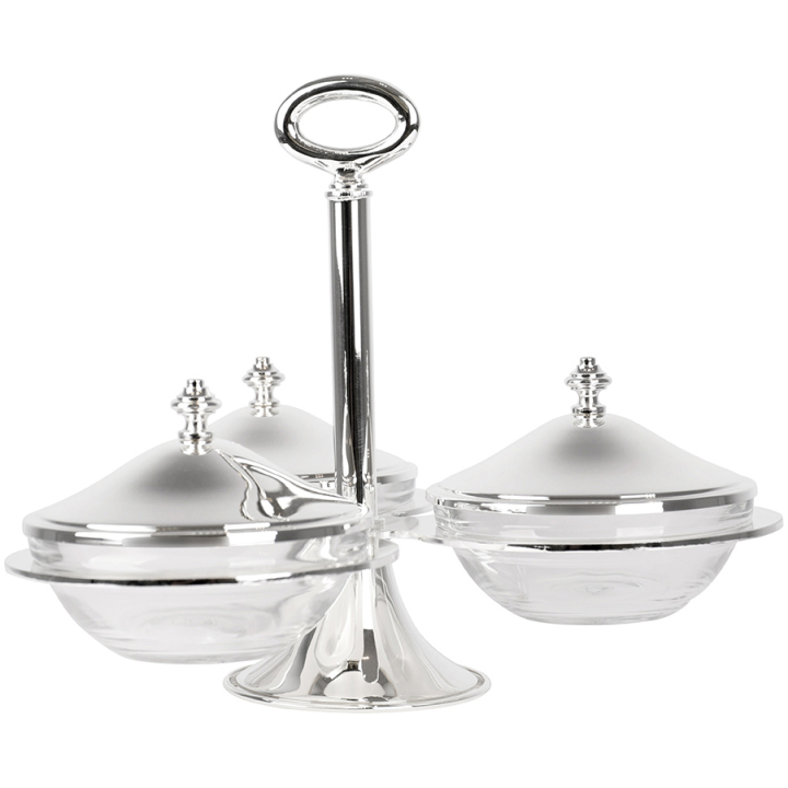 Rotating Stand With 3 Glass Bolws 12 Cm With Covers