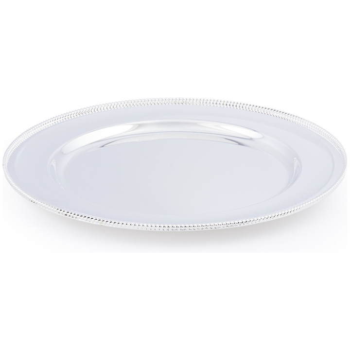 Round Platter 35 Cm - Rope Rim Silver Plated