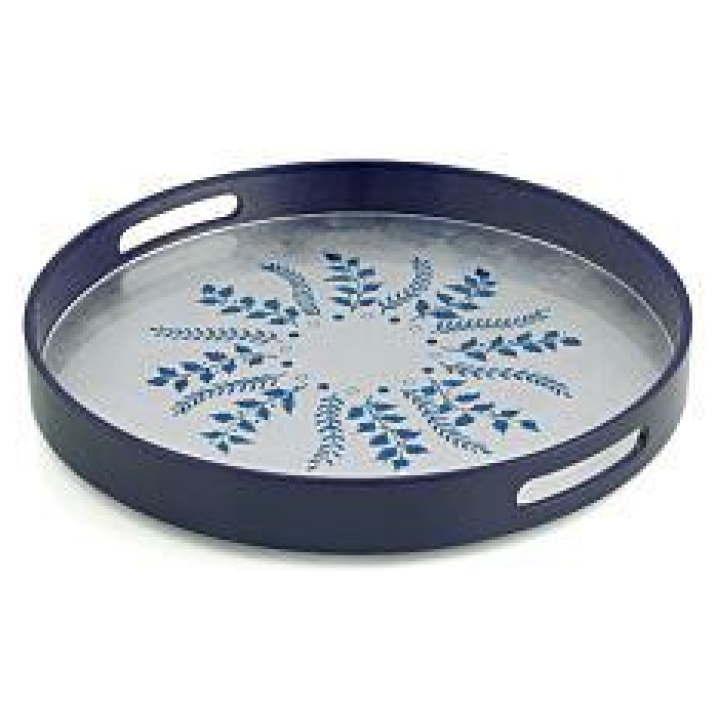 Round Tray Blue/silver Fern