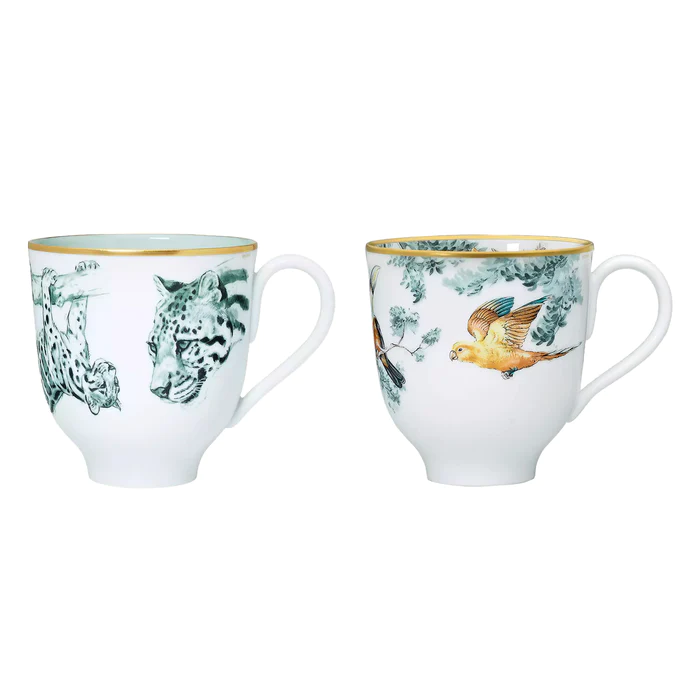 Set Of 2 Mugs Felines And Birds Carnets D Equateur