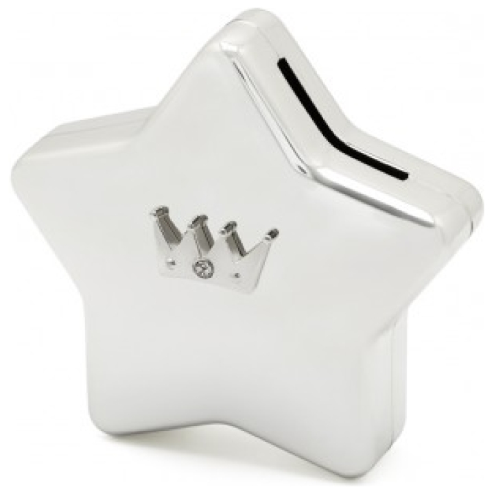 Star Money Box With Crown Icon 25 X 94 X 88 Mm Silver Plated Lacquered