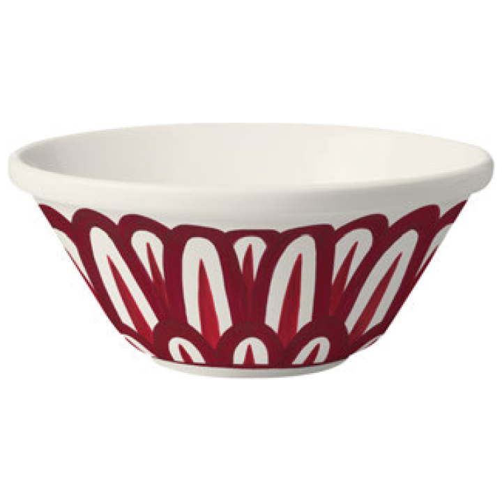 Symi Salad Bowl 25 Cm Two Tone Red On White