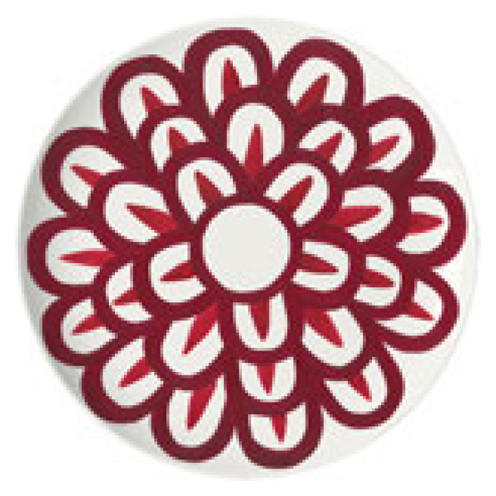 Symi Salad Plate 24 Cm Two Tone Red On White ( Set Of 6 Pcs)